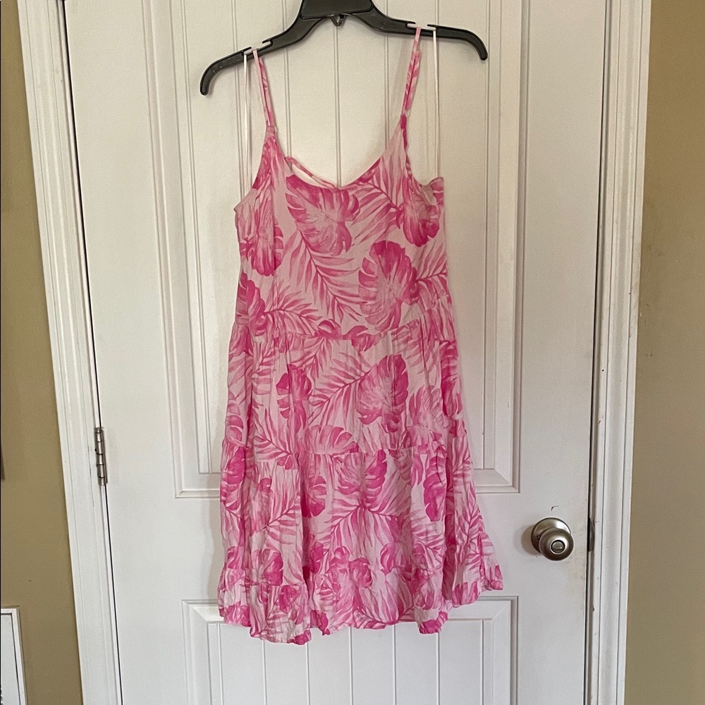 Cabana by Crown and Ivy XL Pink Leaf Print Sundress